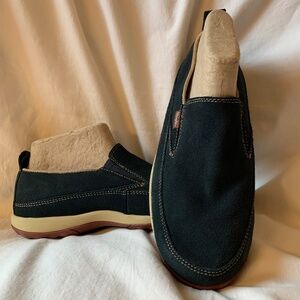 Simple blue genuine suede leather slip ons / sneakers